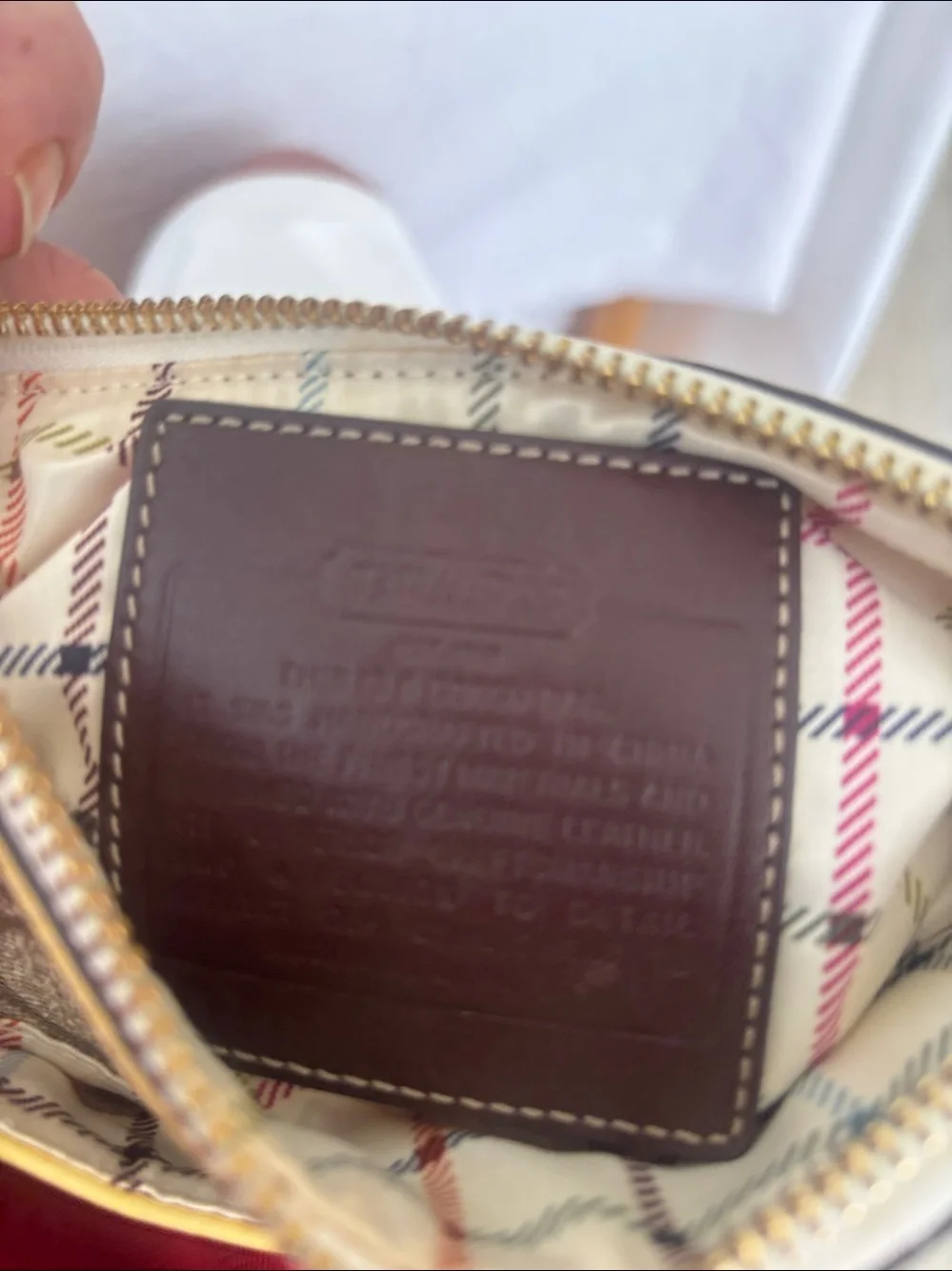 Coach Brown & Cream Crossbody with Yellow Trim Y2K Style